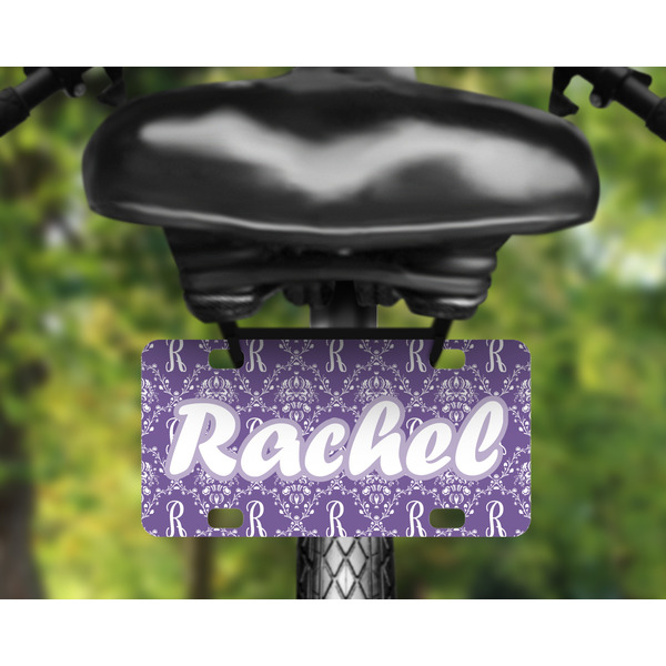 Initial Damask Mini License Plate on Bicycle