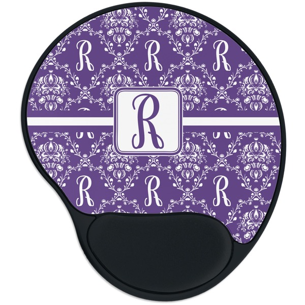 Custom Initial Damask Mouse Pad with Wrist Support