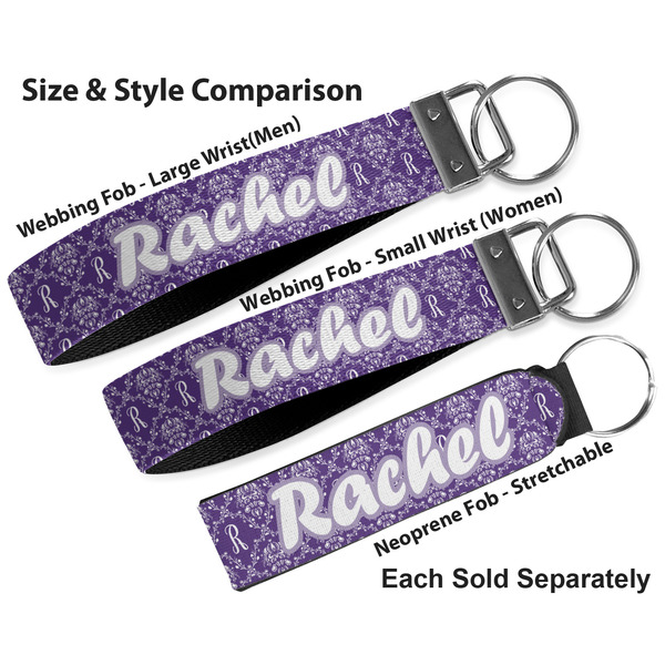 Initial Damask Multiple Key Ring comparison sizes