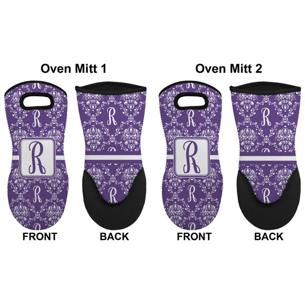 Initial Damask Neoprene Oven Mitt - Set of 2 - Approval