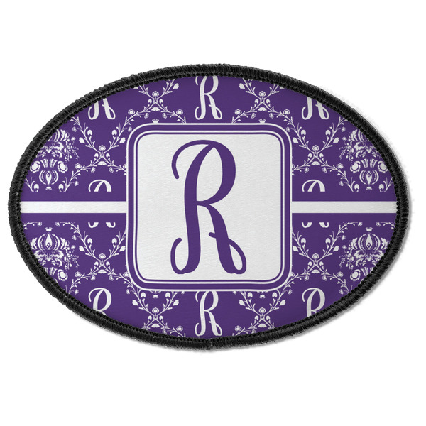 Custom Initial Damask Iron On Oval Patch
