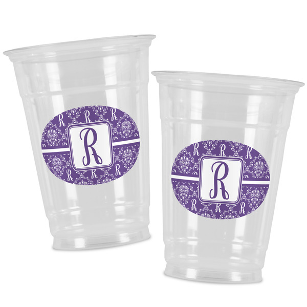 Initial Damask Party Cups - 16oz - Alt View