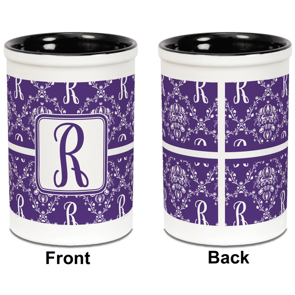 Initial Damask Pencil Holder - Black - approval