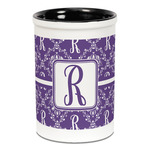 Initial Damask Ceramic Pencil Holders - Black