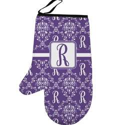 Initial Damask Left Oven Mitt (Personalized)