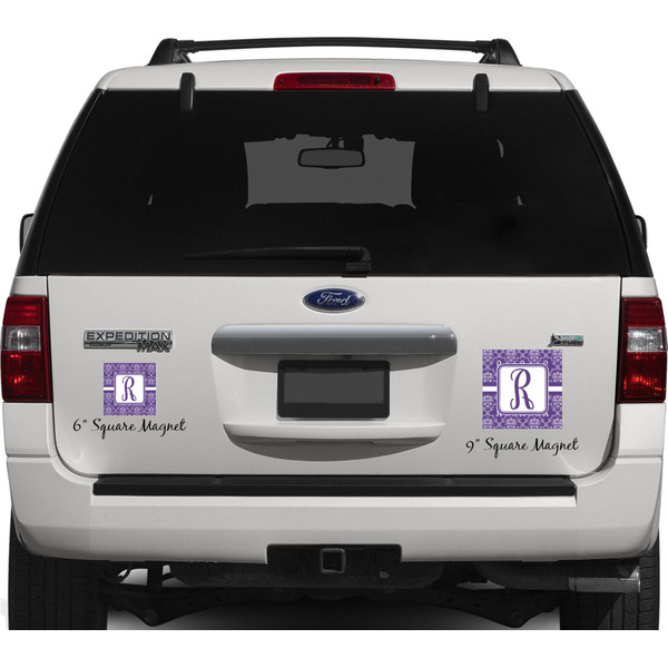 Initial Damask Personalized Square Car Magnets on Ford Explorer