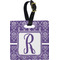 Initial Damask Plastic Luggage Tag - Square