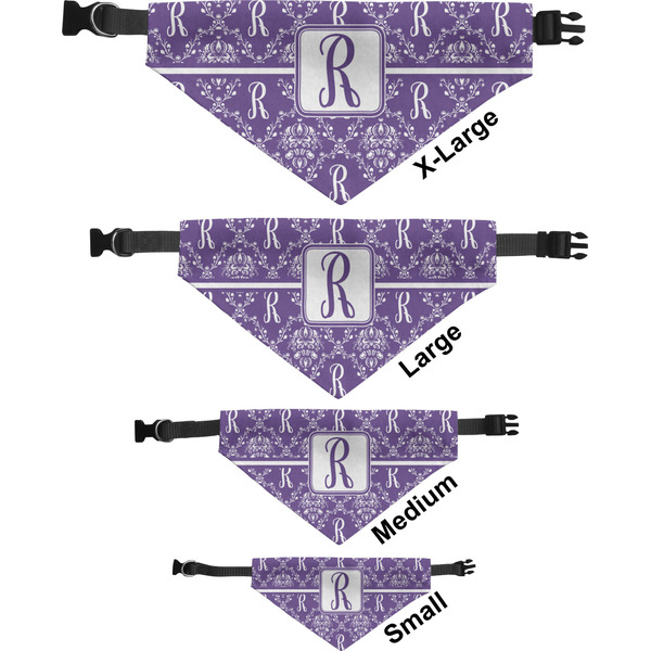 Initial Damask Pet Bandana Sizes