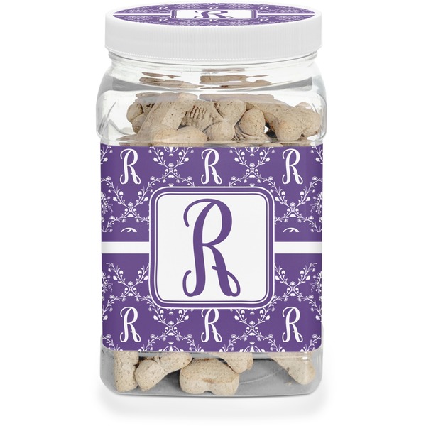 Custom Initial Damask Dog Treat Jar (Personalized)