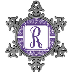 Initial Damask Vintage Snowflake Ornament
