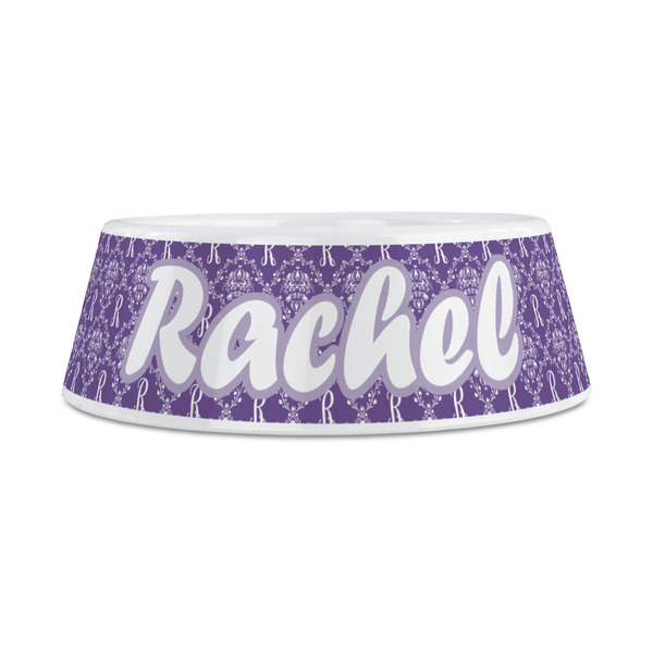 Initial Damask Plastic Dog Bowls - Medium - FRONT