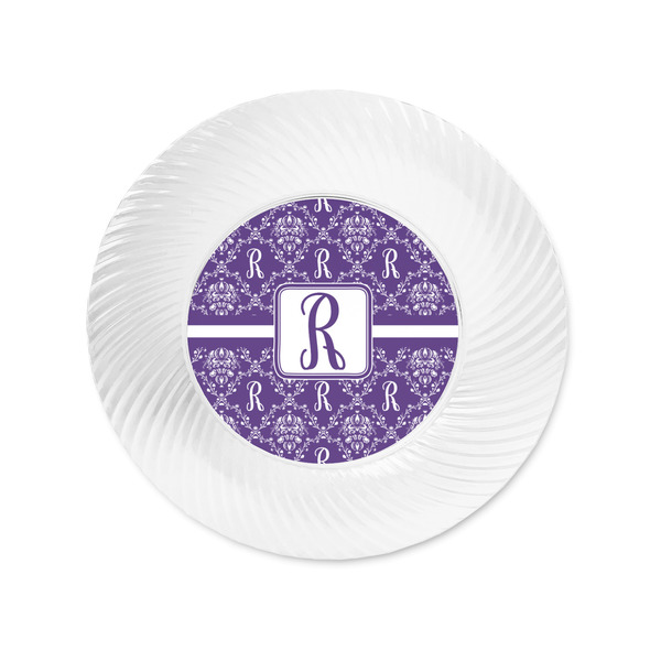 Initial Damask Plastic Party Appetizer & Dessert Plates - Approval