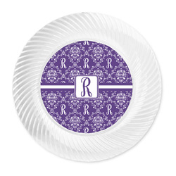Initial Damask Plastic Party Dinner Plates - 10"