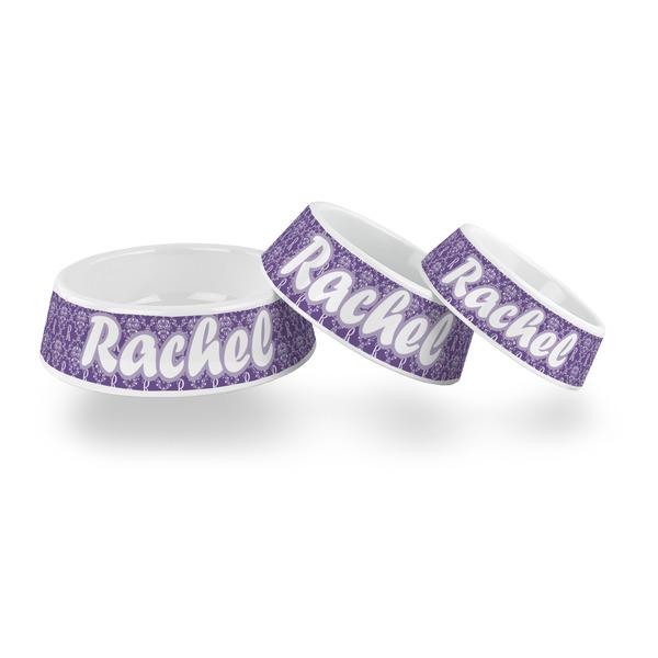 Initial Damask Plastic Pet Bowls - PARENT MAIN