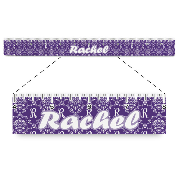 Custom Initial Damask Plastic Ruler - 12"