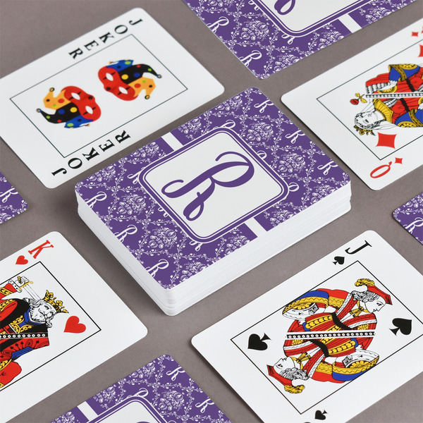 Initial Damask Playing Cards - Front & Back View