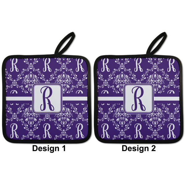 Initial Damask Pot Holders - Set of 2 APPROVAL