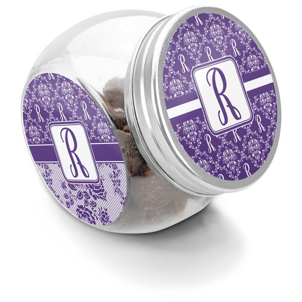 Custom Initial Damask Puppy Treat Jar (Personalized)