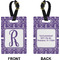 Personalized Initial Damask Rectangle Luggage Tag (Front + Back)