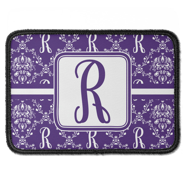 Custom Initial Damask Iron On Rectangle Patch