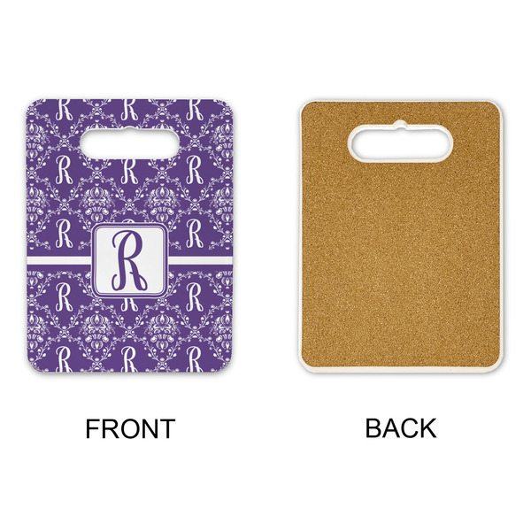 Initial Damask Rectangle Trivet with Handle - APPROVAL