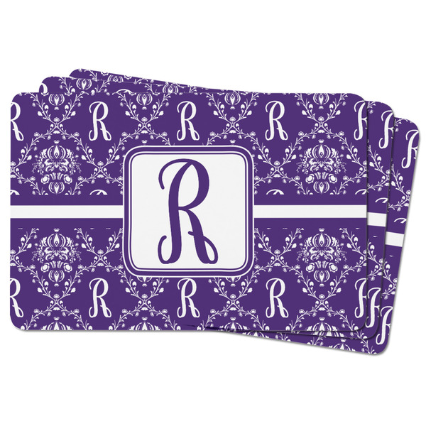 Initial Damask Rectangular Fridge Magnet - THREE