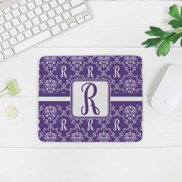 Initial Damask Rectangular Mouse Pad - LIFESTYLE 2
