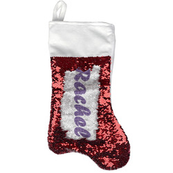 Initial Damask Reversible Sequin Stocking - Red
