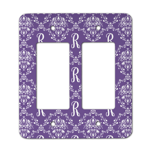 Custom Initial Damask Rocker Style Light Switch Cover - Two Switch