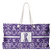Initial Damask Large Rope Tote Bag - Front View