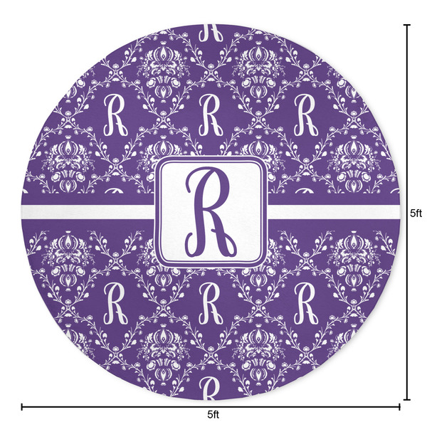 Initial Damask Round Area Rug - Size