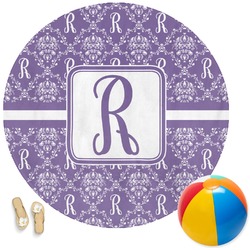 Initial Damask Round Beach Towel (Personalized)