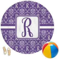 Initial Damask Round Beach Towel (Personalized)