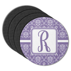 Initial Damask Round Rubber Backed Coasters - Set of 4 (Personalized)