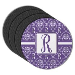 Initial Damask Round Rubber Backed Coasters - Set of 4 (Personalized)