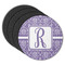 Initial Damask Round Coaster Rubber Back - Main