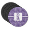 Initial Damask Round Rubber Backed Coasters - Set of 4 (Personalized)
