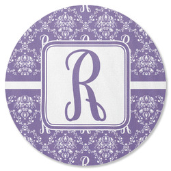 Initial Damask Round Rubber Backed Coaster (Personalized)