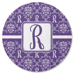 Initial Damask Round Rubber Backed Coaster (Personalized)
