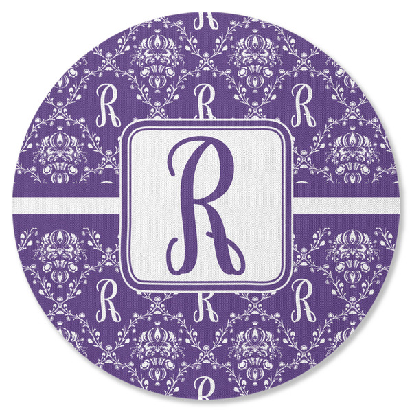 Initial Damask Round Coaster Rubber Back - Single