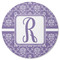 Initial Damask Round Rubber Backed Coaster (Personalized)