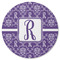 Initial Damask Round Rubber Backed Coaster (Personalized)