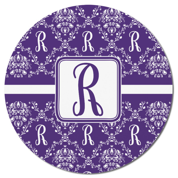 Initial Damask Round Fridge Magnet - FRONT