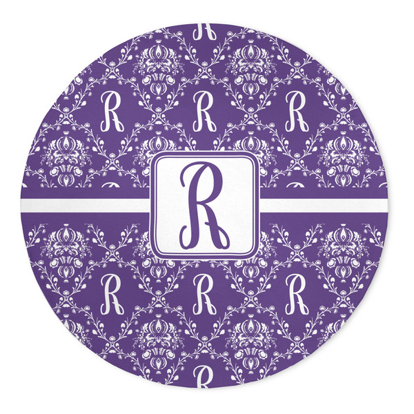 Custom Initial Damask 5' Round Indoor Area Rug