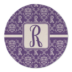 Initial Damask Round Linen Placemat