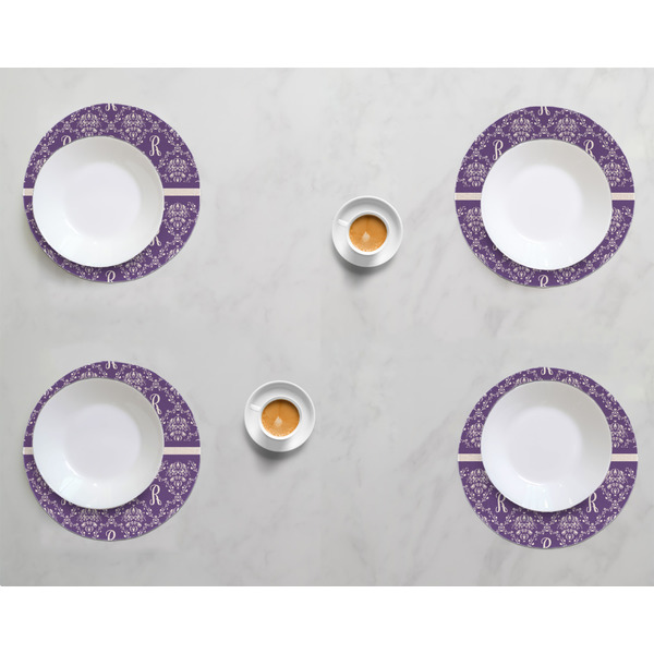 Initial Damask Round Linen Placemats - LIFESTYLE (set of 4)