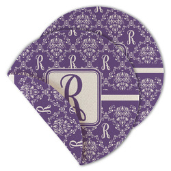 Initial Damask Round Linen Placemat - Double Sided