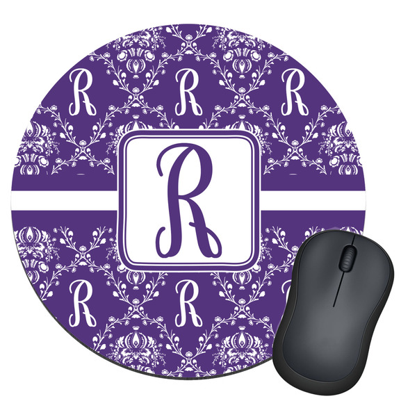 Custom Initial Damask Round Mouse Pad (Personalized)