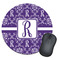 Initial Damask Round Mouse Pad