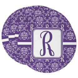Initial Damask Round Paper Coasters